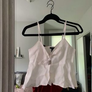 White Front Tie Crop Top Blouse